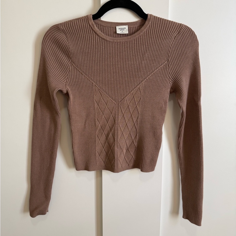 Abercrombie and Fitch Ribbed Knit Cropped Diamond Sweater 90s chic